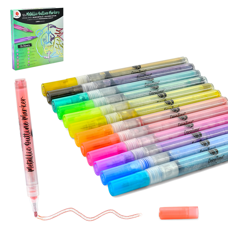 12 Metallic Outline Markers